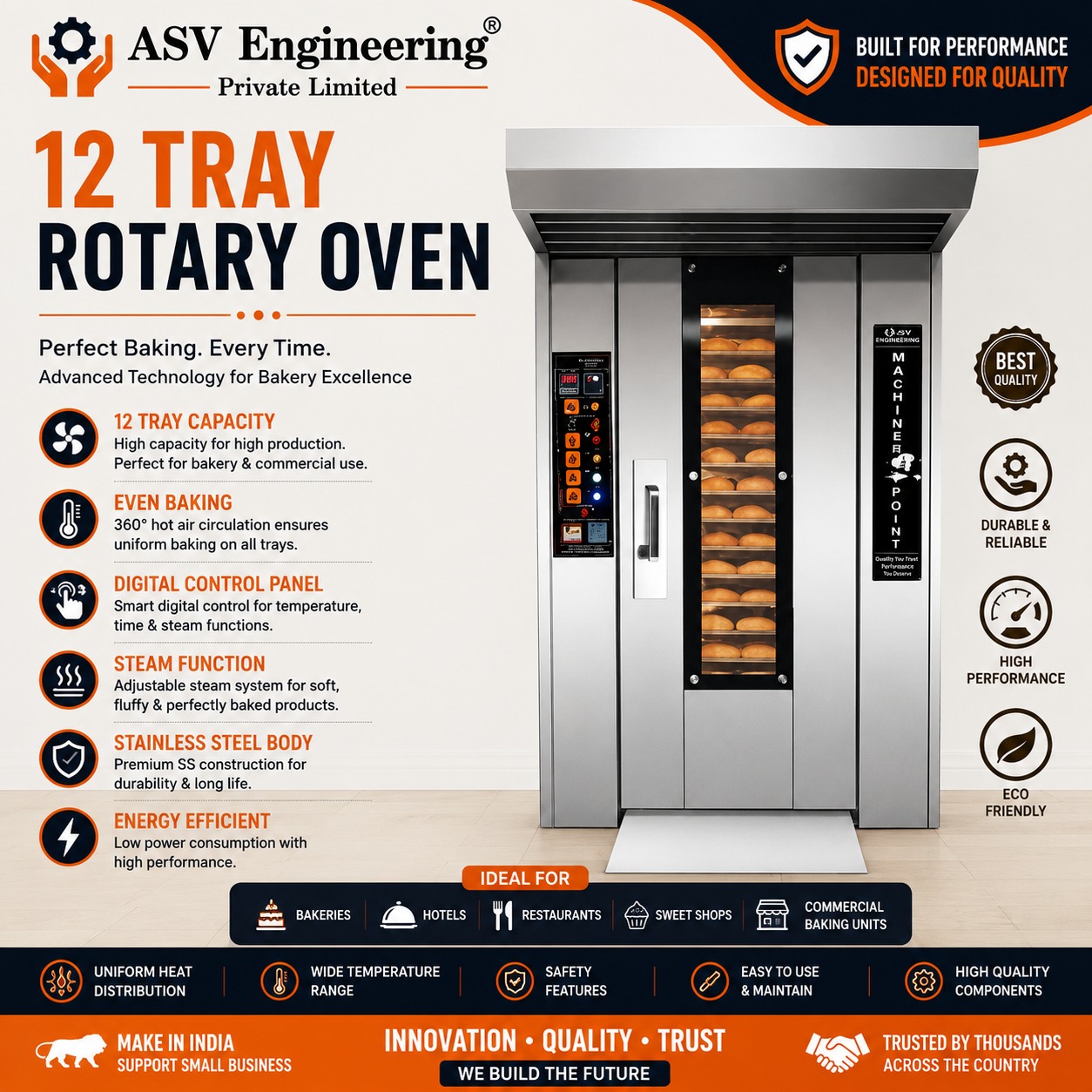 12 Tray Rotary Oven - industrial machine manufactured by Oven Bakeries in Nangloi, Delhi