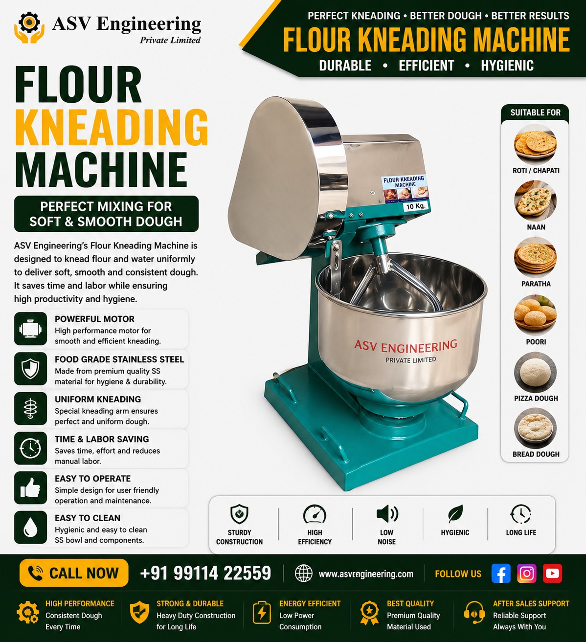 Flour Kneading Machine - industrial machine manufactured by Oven Bakeries in Nangloi, Delhi
